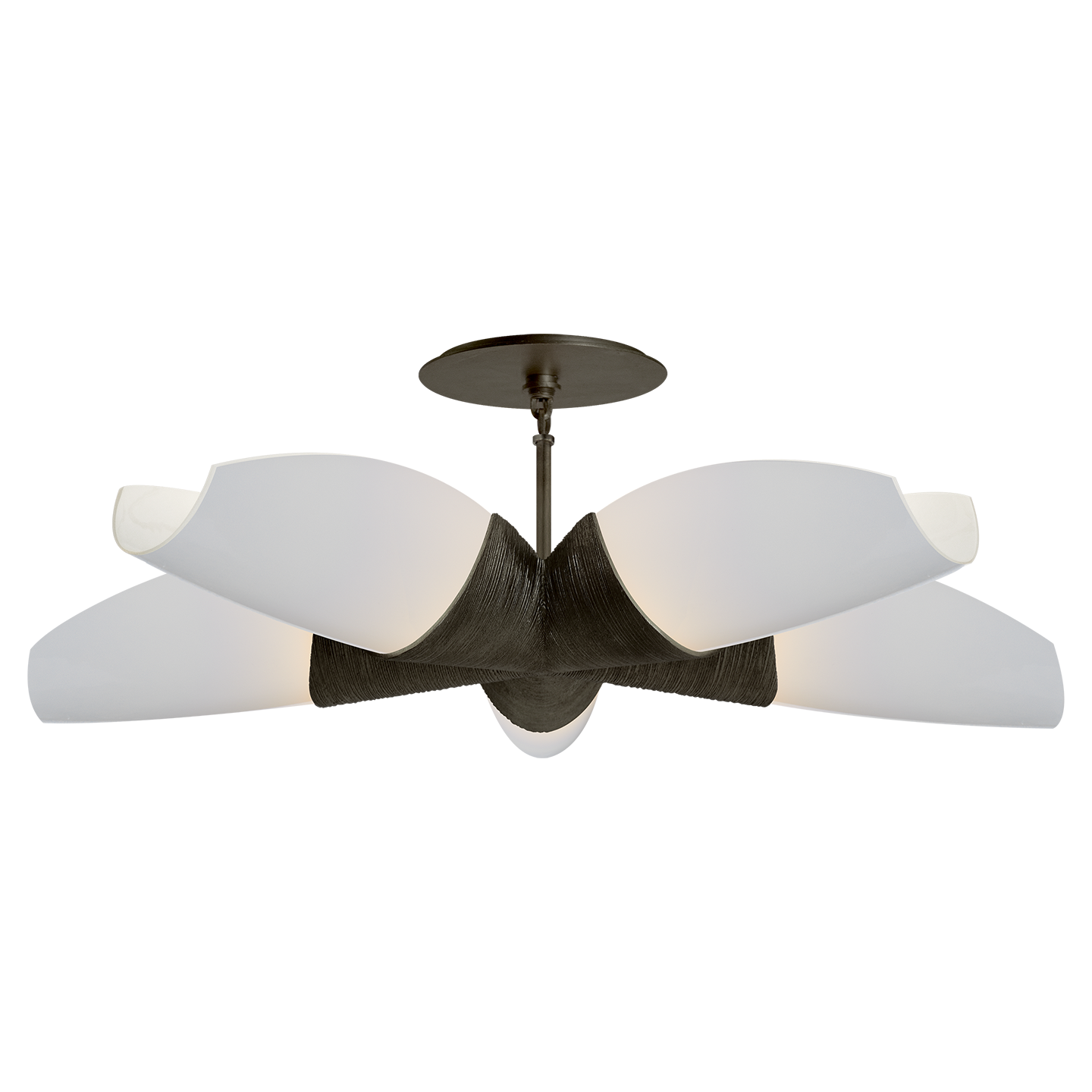 Visual Comfort Utopia Medium White Glass FiveArm Chandelier Aged Iron