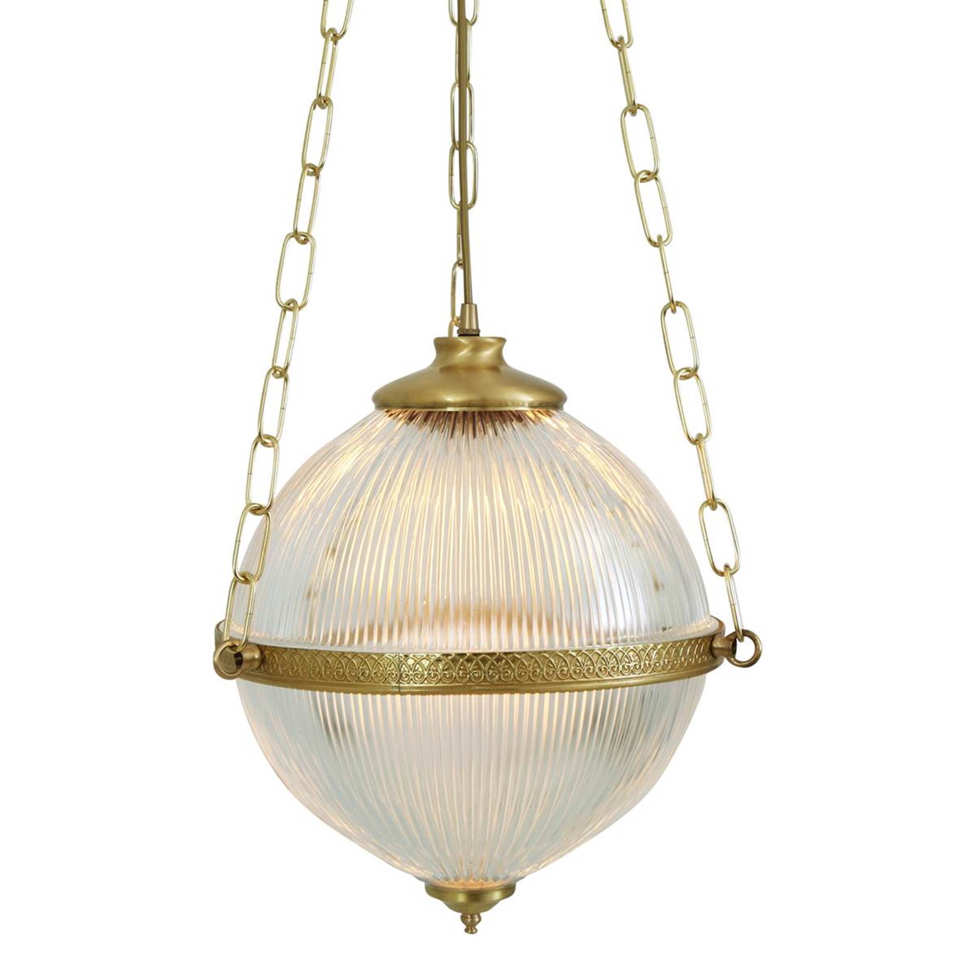 bande delvist Mål Mullan Lighting Blaenau Victorian Pendant with Holophane Glass Shade -  Satin Brass